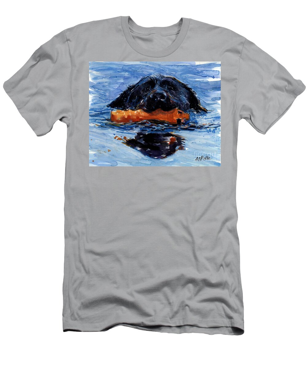 Black Labrador Retriever T-Shirt featuring the painting In the Wake by Molly Poole
