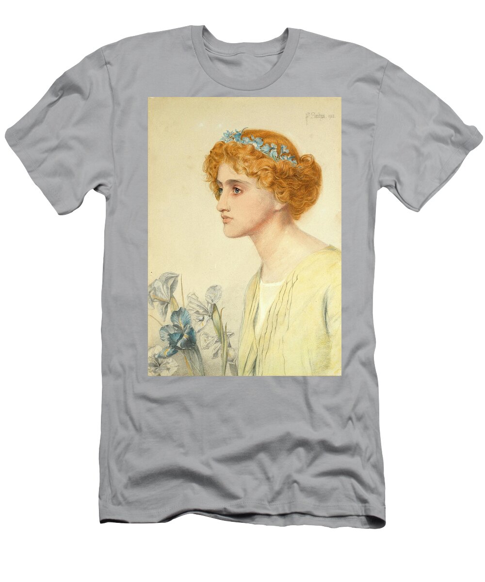 Frederick Sandys T-Shirt featuring the drawing Iris by Frederick Sandys