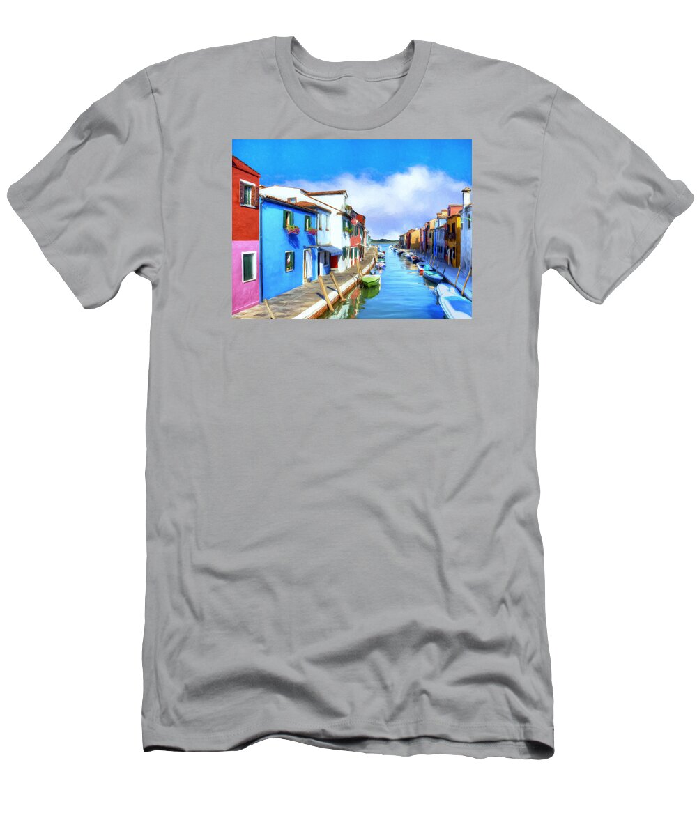 Isola T-Shirt featuring the painting Isola di Burano by Dominic Piperata