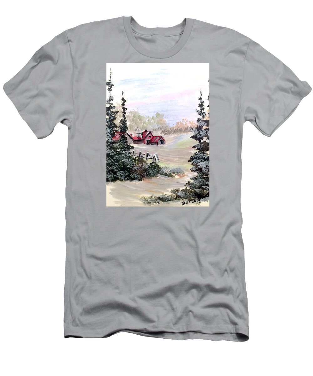Winter T-Shirt featuring the painting It is Winter - 3 by Dorothy Maier
