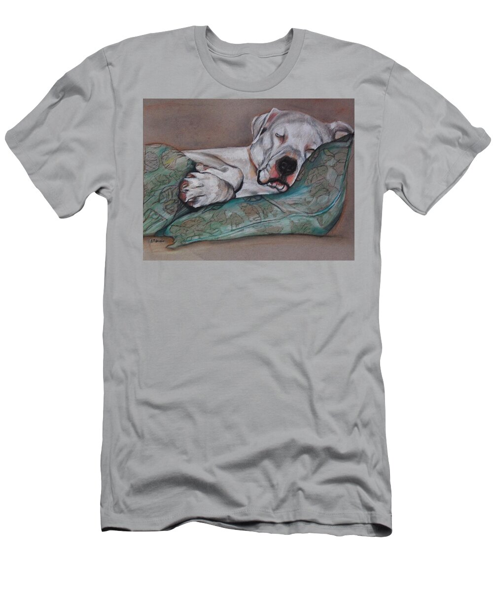 White Dog T-Shirt featuring the drawing Jackson by Jean Cormier
