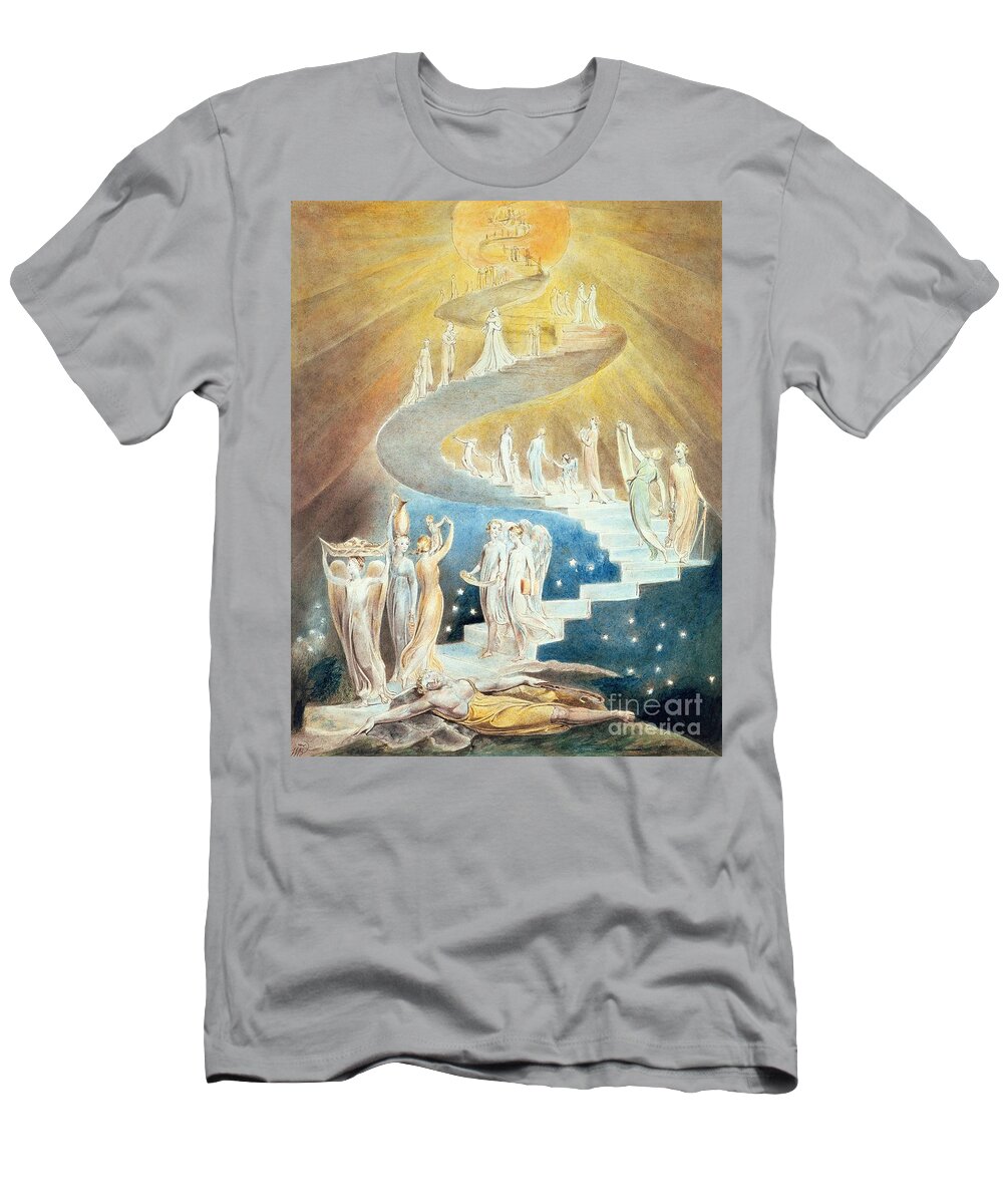 Jacobs Ladder T-Shirt featuring the painting Jacobs Ladder by William Blake