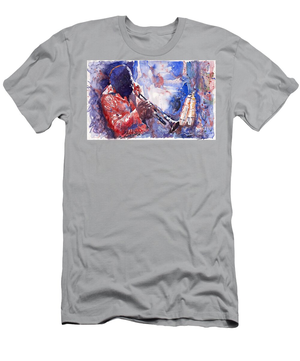 Jazz T-Shirt featuring the painting Jazz Miles Davis 15 by Yuriy Shevchuk