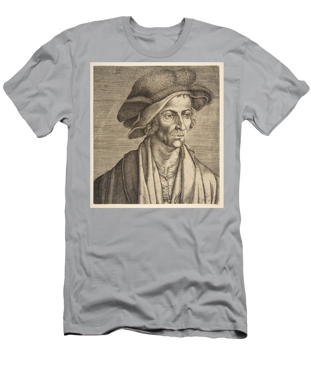 Aegidius Sadeler T-Shirt featuring the drawing Joachim Patinir by Aegidius Sadeler
