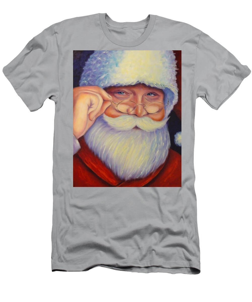 Santa T-Shirt featuring the painting Jolly Old Saint Nick by Shannon Grissom