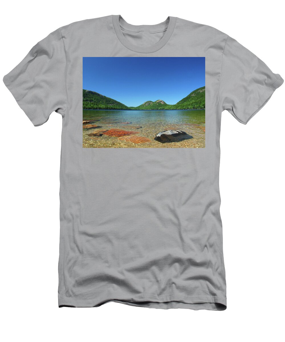 Jordan Pond And The Bubbles T-Shirt featuring the photograph Jordan Pond and the Bubbles by Juergen Roth