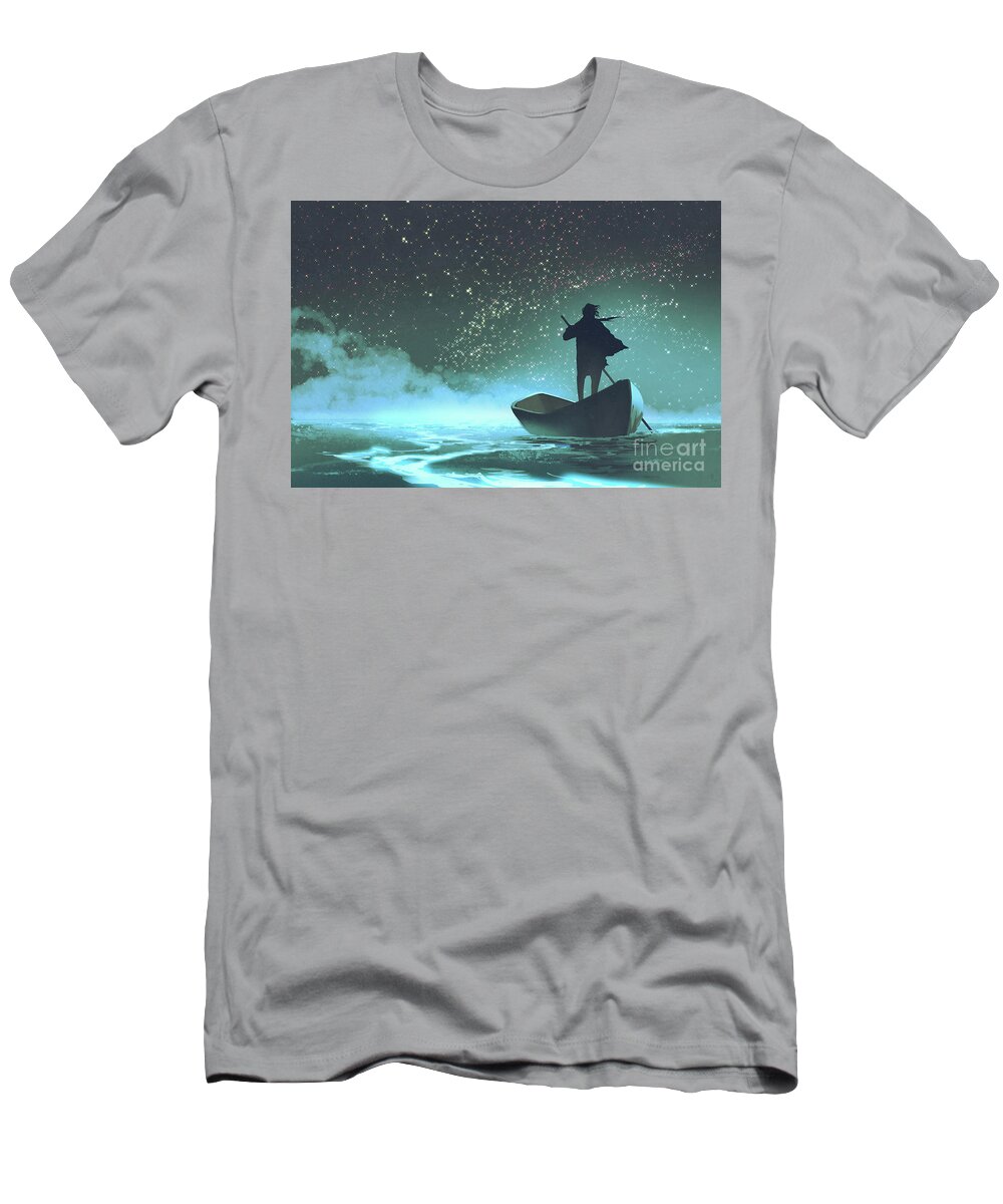 Acrylic T-Shirt featuring the painting Journey to the New World by Tithi Luadthong