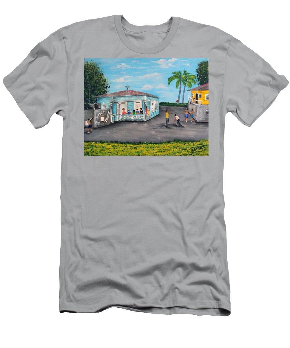 Puerto Rico T-Shirt featuring the painting Juegos De Mi Infancia by Gloria E Barreto-Rodriguez