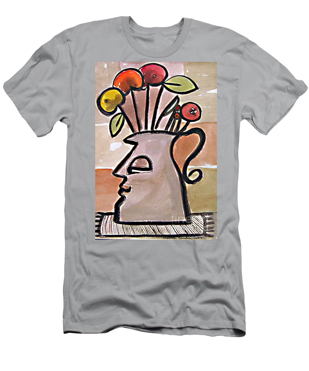 Flower T-Shirt featuring the painting Jug face by Marilyn Brooks