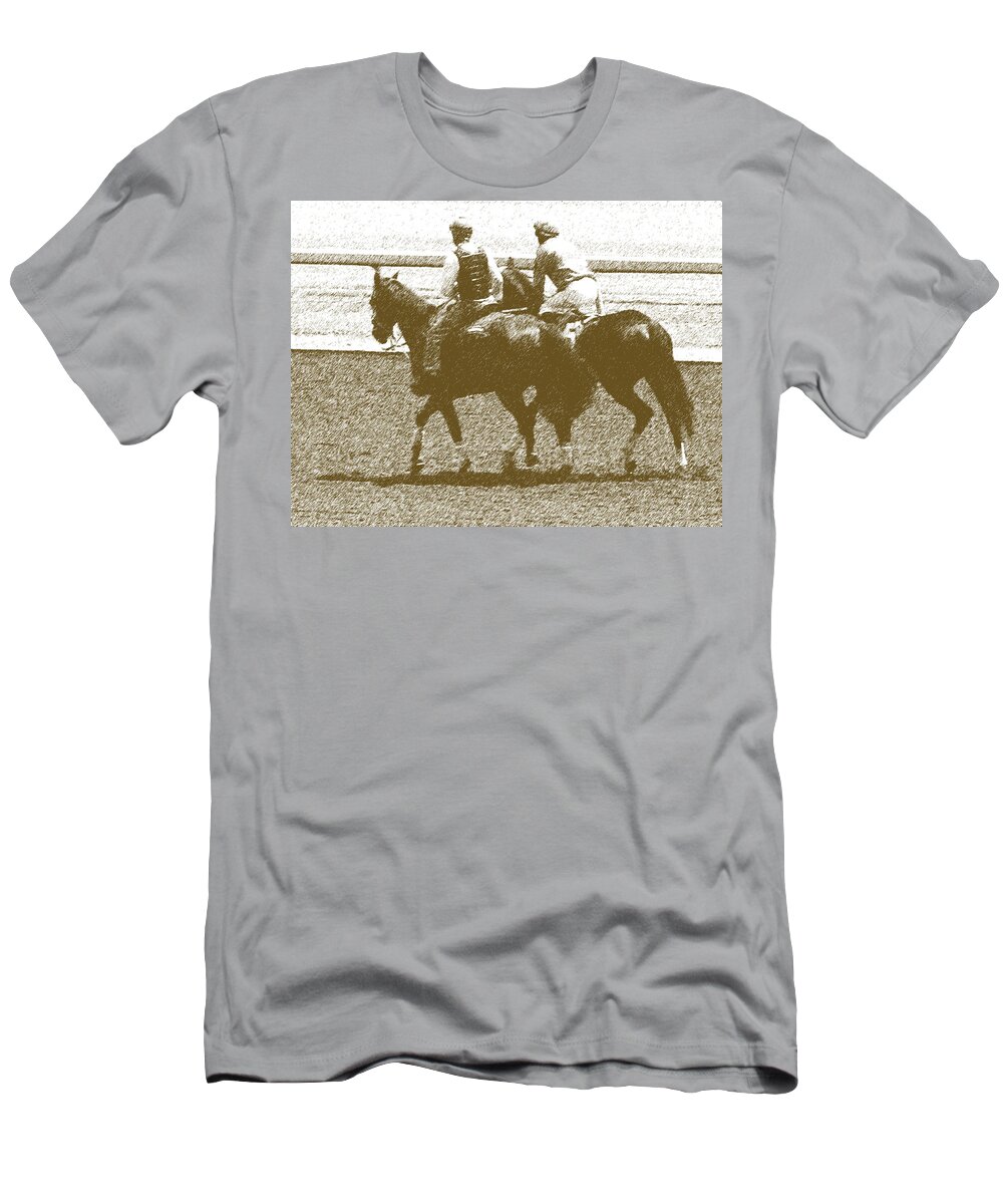 Race T-Shirt featuring the digital art Just Before Post Time by Ian MacDonald