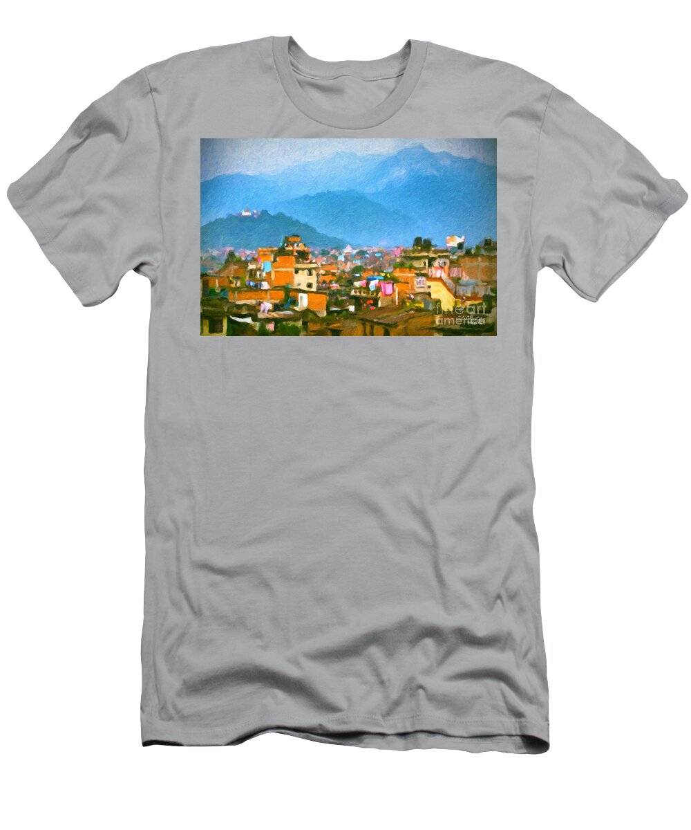 Kathmandu T-Shirt featuring the painting Kathmandu, Nepal by Chris Armytage
