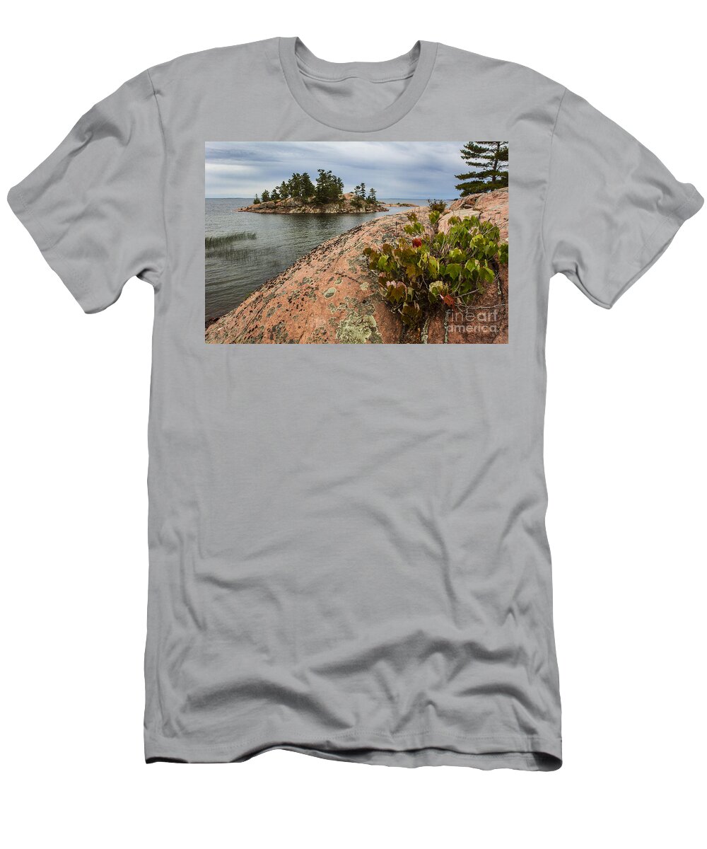 Killarney Provincial Park T-Shirt featuring the photograph Killarney-Island-Pink-4530 by Steve Somerville