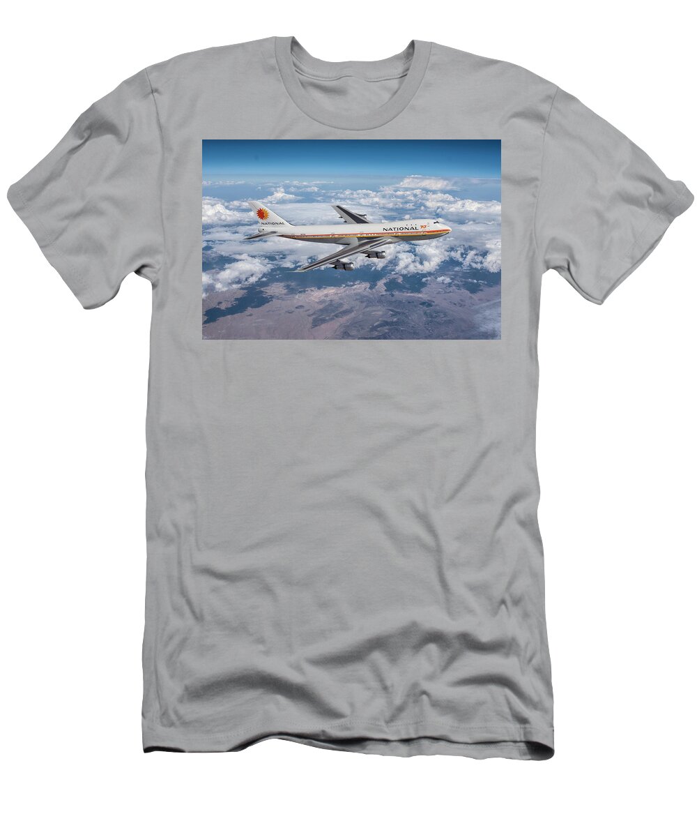 National Airlines T-Shirt featuring the digital art Queen of the Skies - The 747 by Erik Simonsen