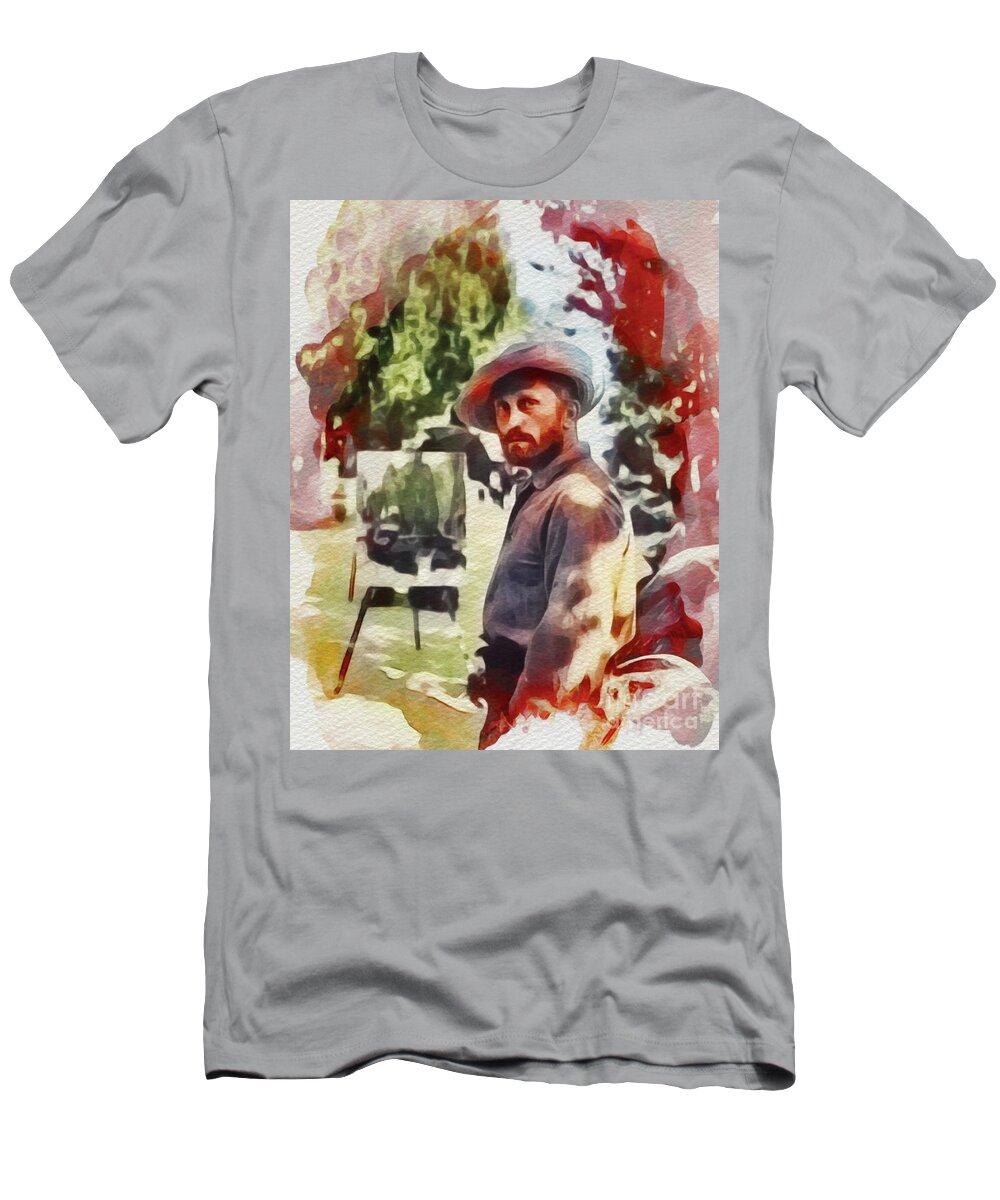 Kirk T-Shirt featuring the painting Kirk Douglas as Van Gogh by Esoterica Art Agency