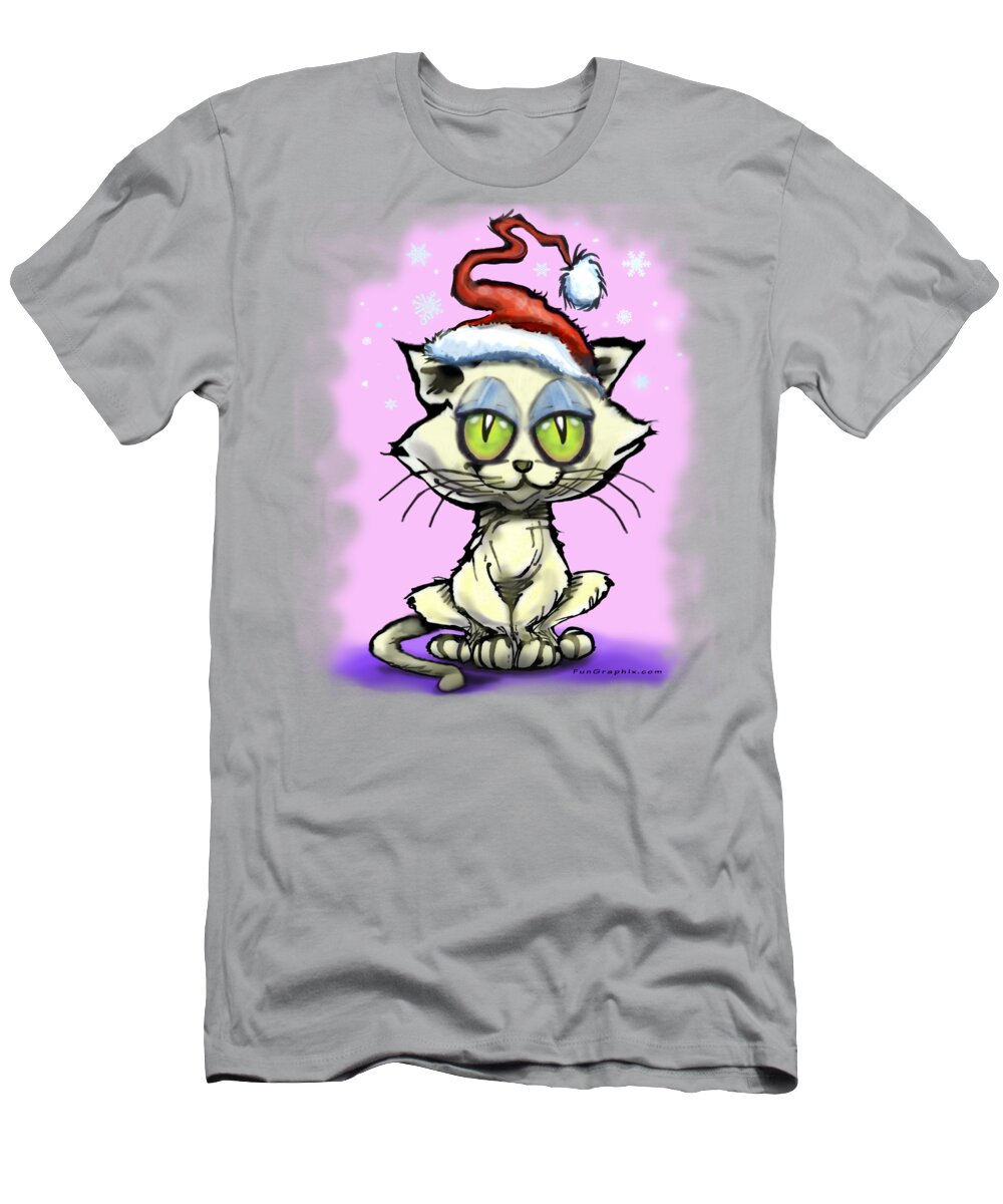Kitten T-Shirt featuring the digital art Kitten in Christmas Hat by Kevin Middleton