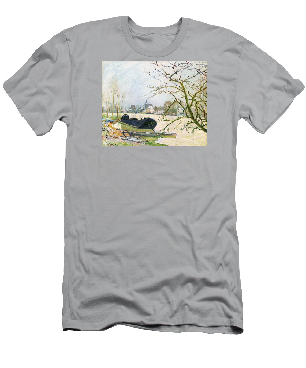 Alfred Sisley T-Shirt featuring the painting La Crue du Loing a Moret by Alfred Sisley