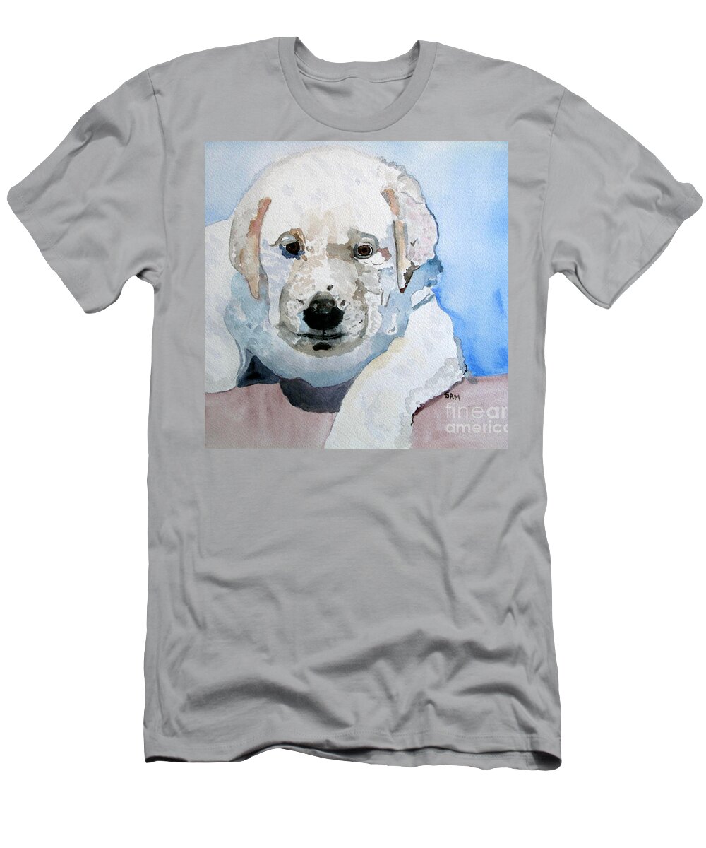 Lab T-Shirt featuring the painting Lab Puppy by Sandy McIntire