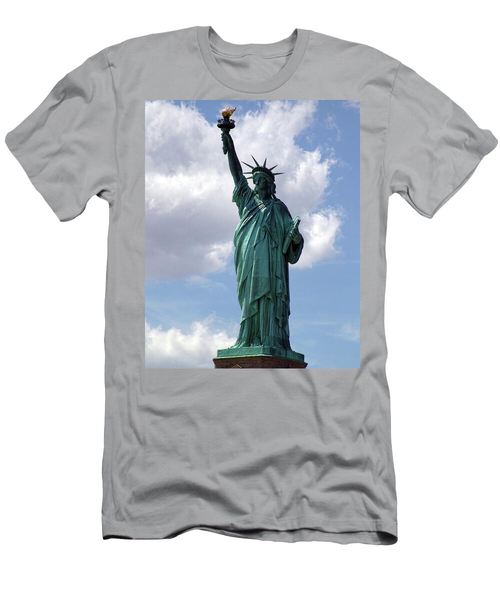 Statue Of Liberty T-Shirt featuring the photograph Lady Liberty Standing Tall by DiDesigns Graphics