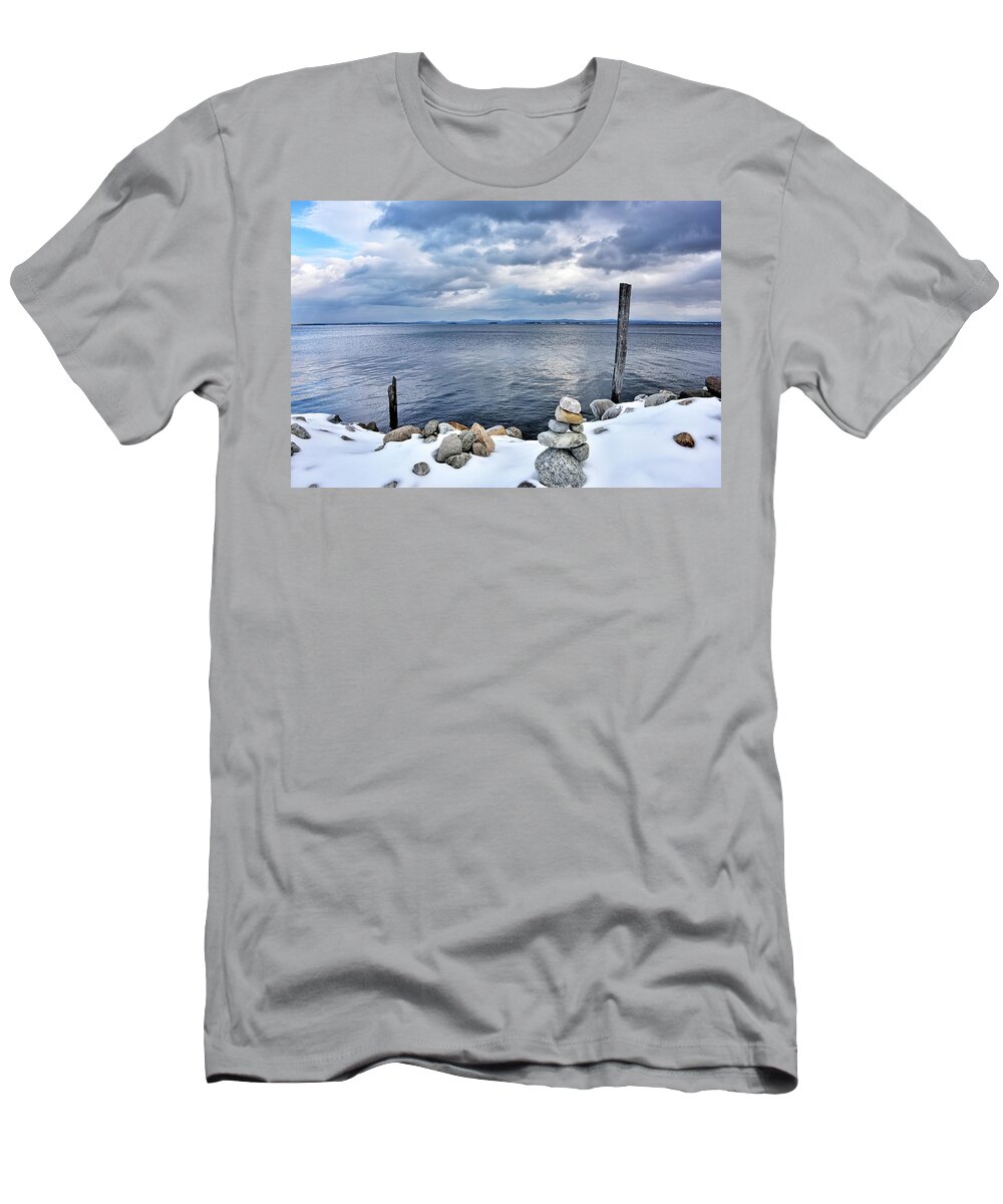lake Champlain T-Shirt featuring the photograph Lake Champlain during WInter by Brendan Reals