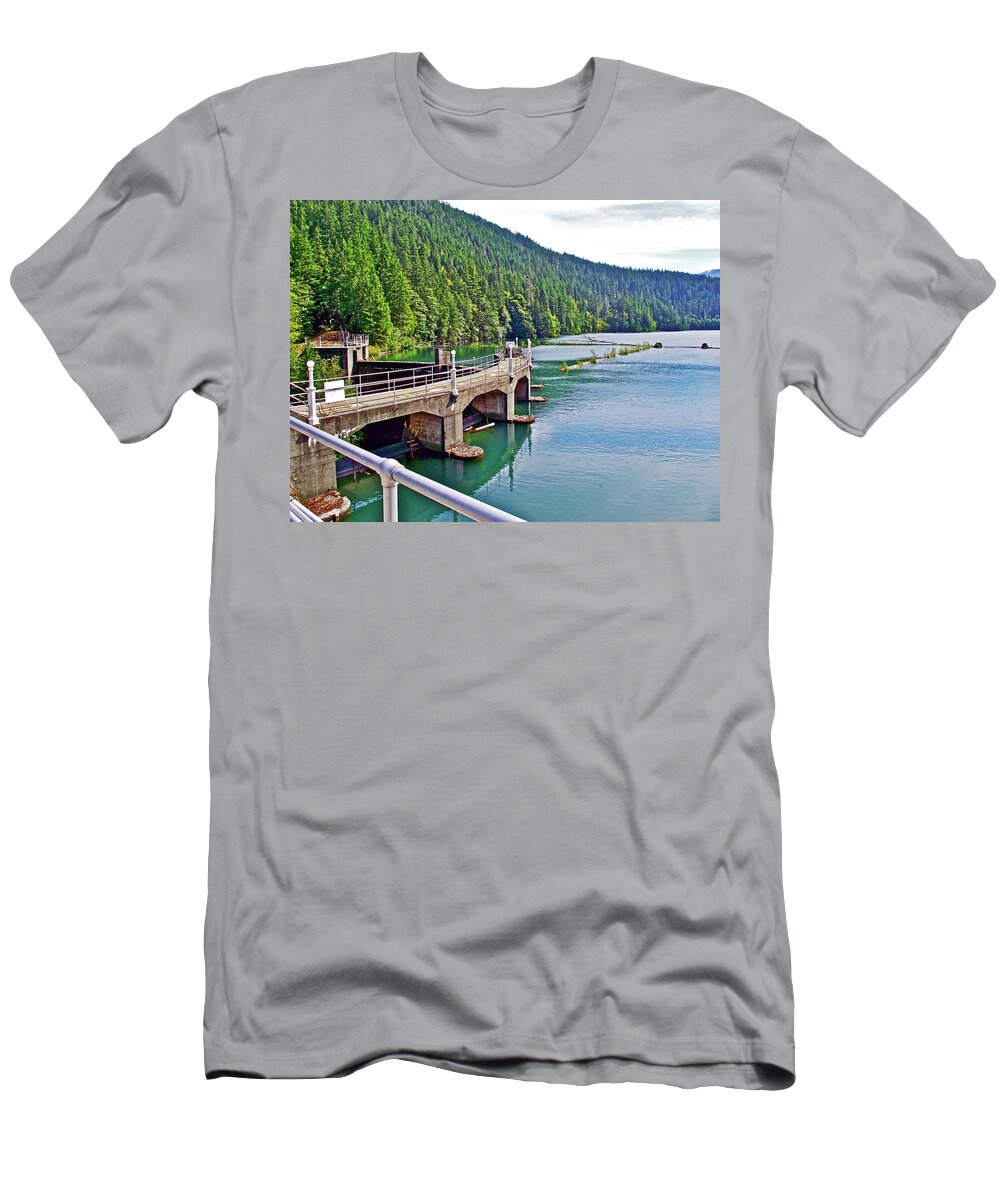 Lake Mills From Elwha River Dam T-Shirt featuring the photograph Lake Mills from Elwha River Dam, Olympic National Park, Washington by Ruth Hager