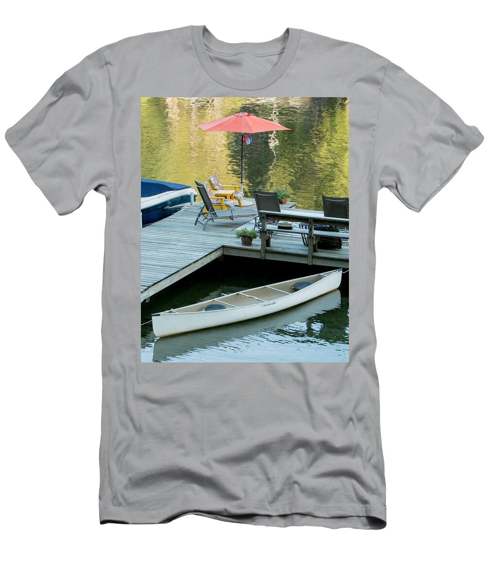 Mason Lake T-Shirt featuring the photograph Lake-side Dock by E Faithe Lester