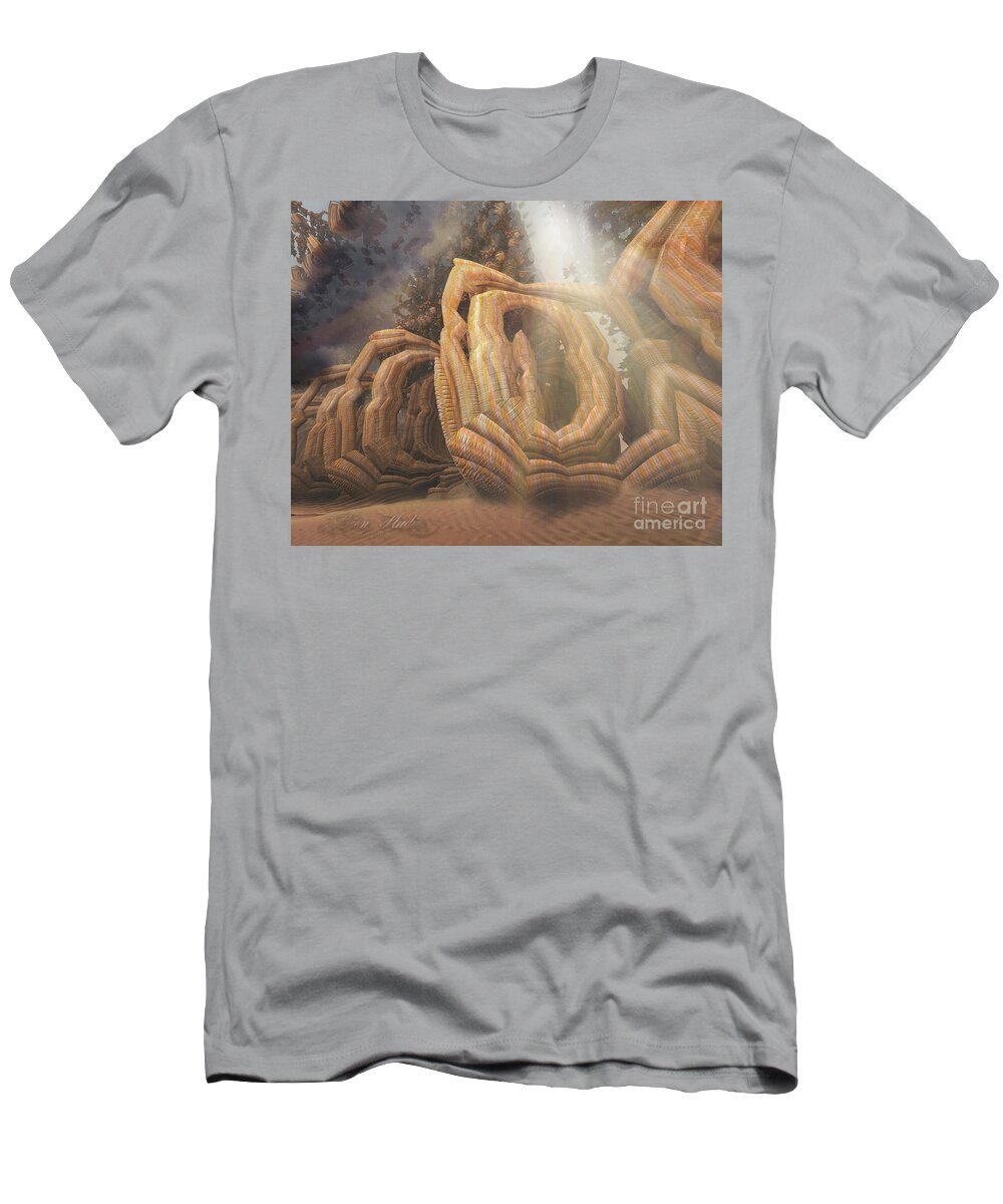 Fractal T-Shirt featuring the digital art Landed by Melissa Messick