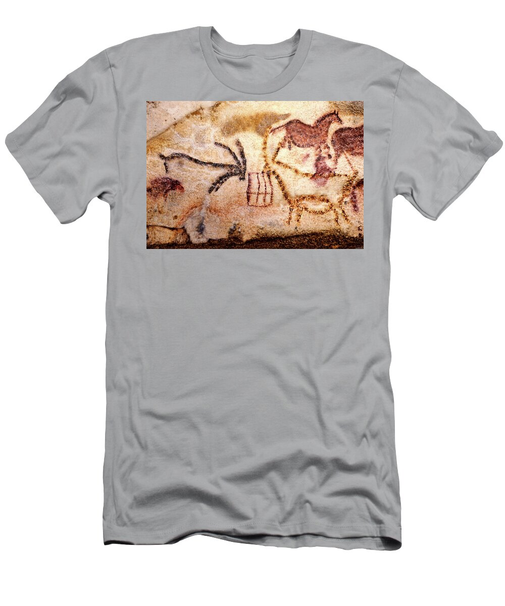 Lascaux T-Shirt featuring the digital art Lascaux - Two Ibex by Weston Westmoreland