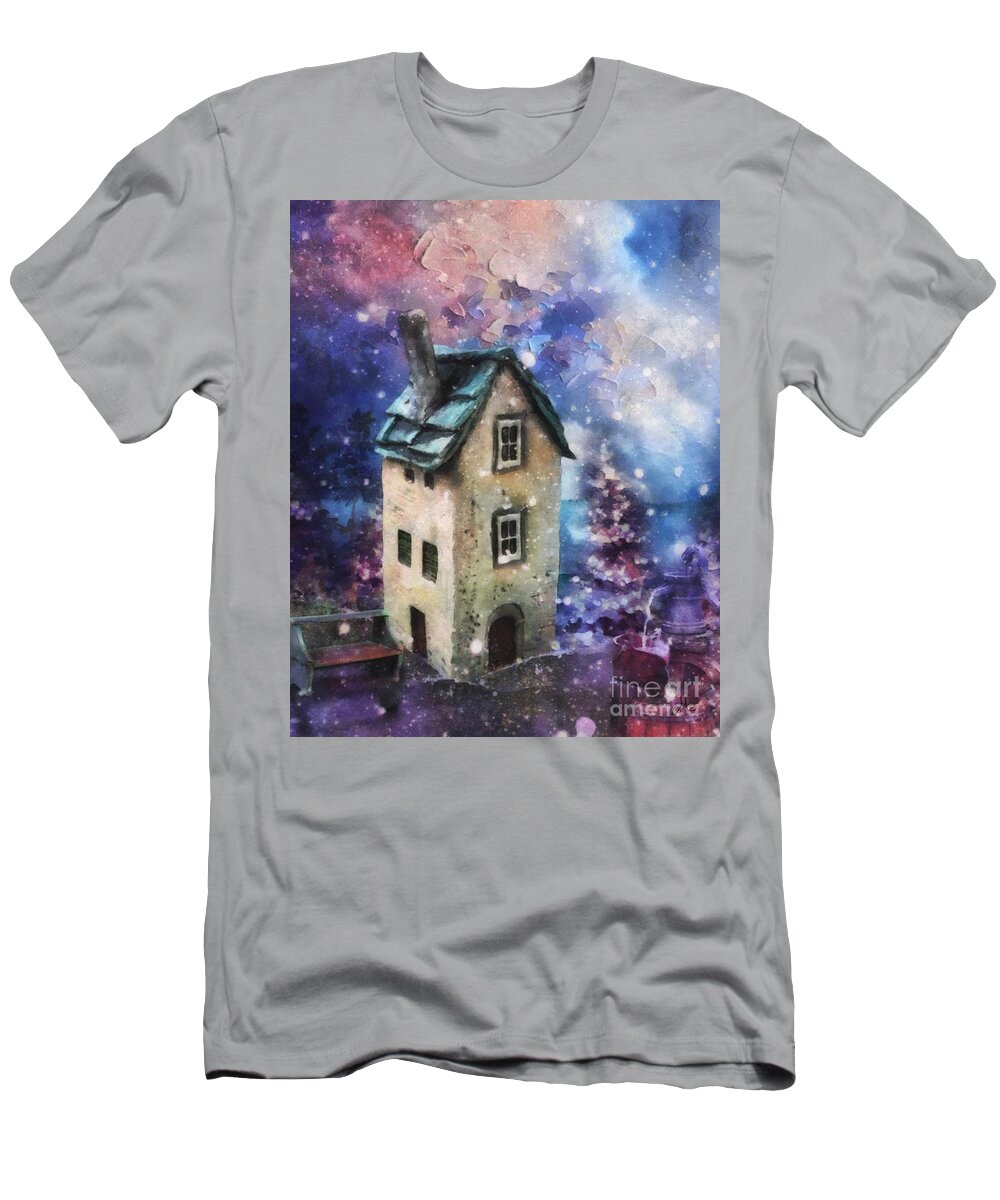 Lavender Hill T-Shirt featuring the painting Lavender Hill by Mo T