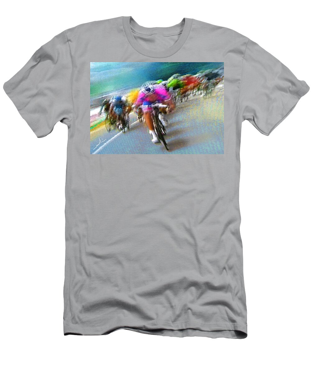 Sports T-Shirt featuring the painting Le Tour de France 09 by Miki De Goodaboom