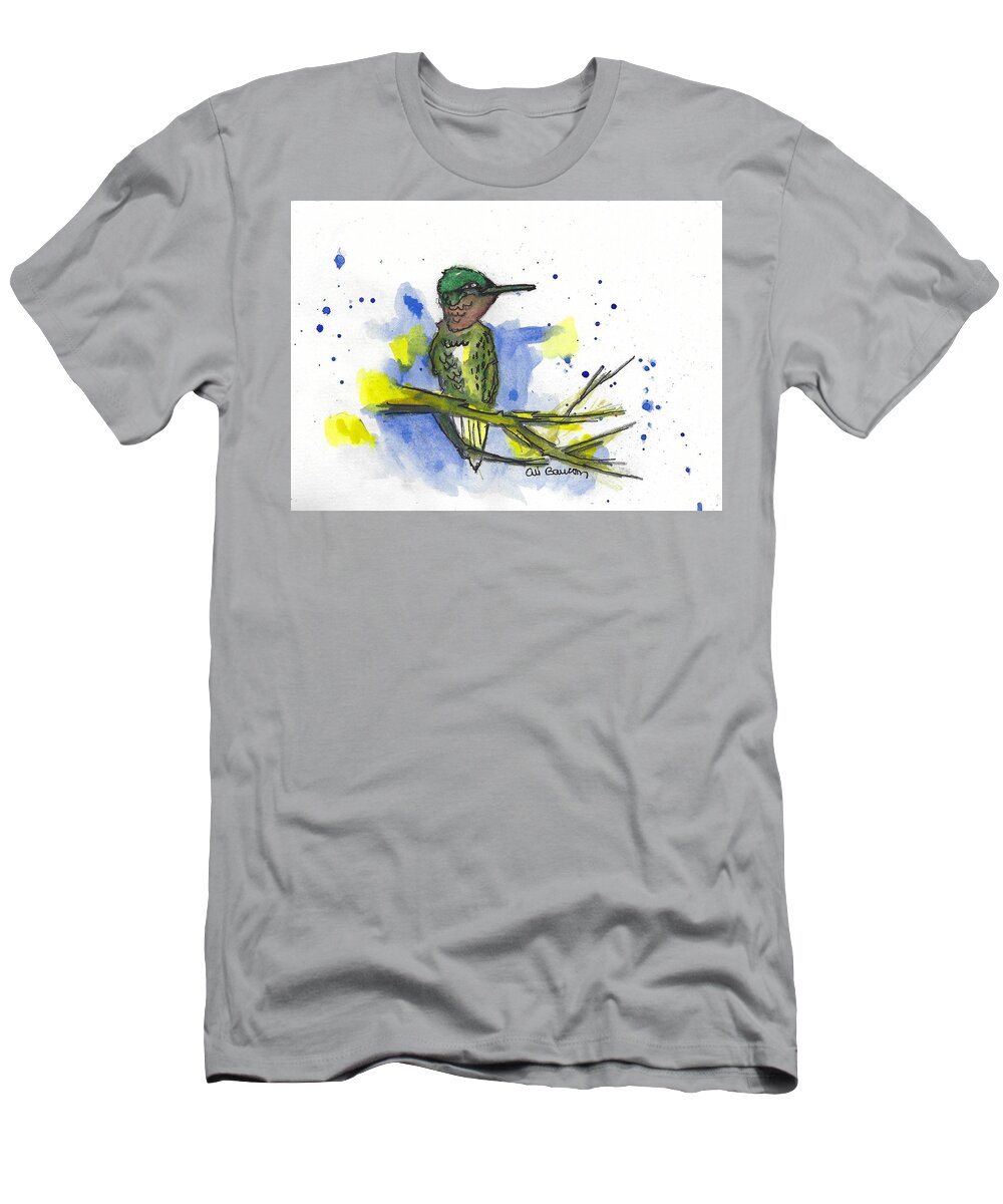 Bird T-Shirt featuring the painting Lemonade Louie by Ali Baucom