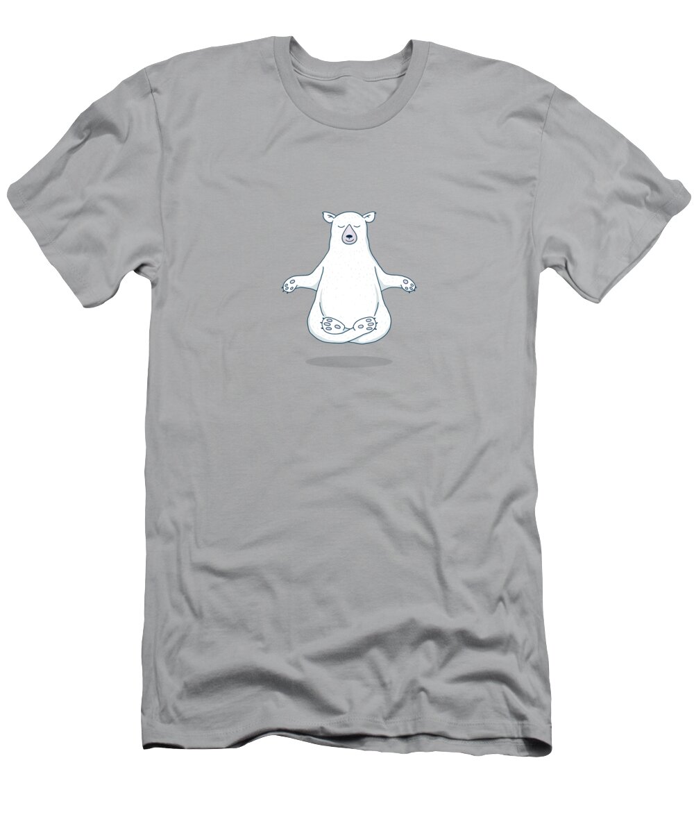 Polar Bear T-Shirt featuring the digital art Levitating Meditating Polar Bear by Laura Ostrowski
