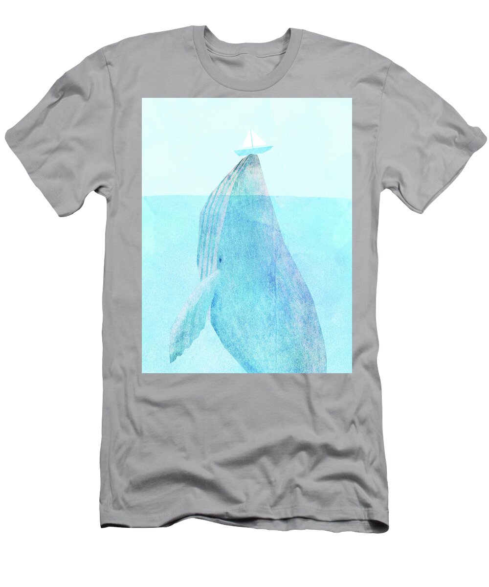 Whale T-Shirt featuring the drawing Lift option by Eric Fan