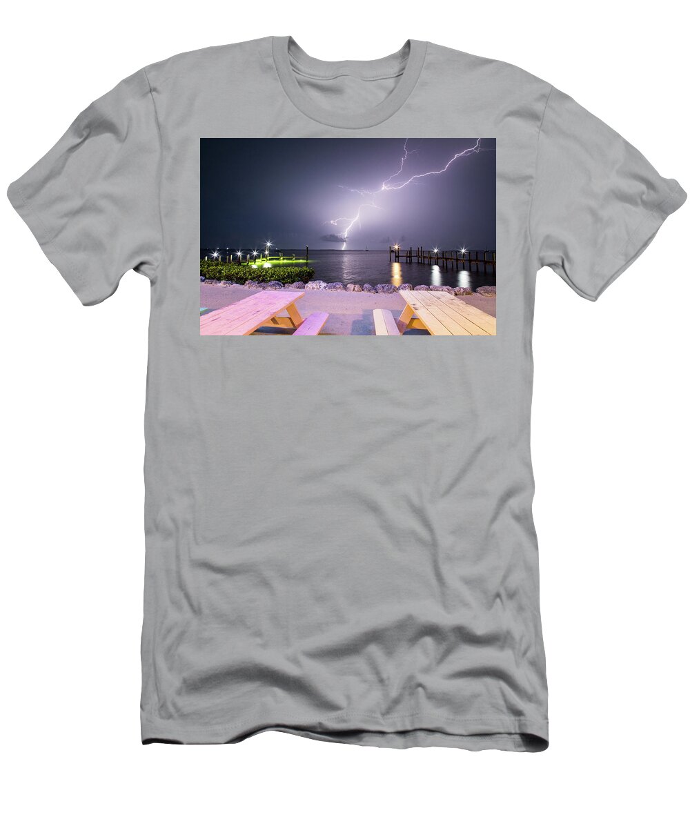 Photosbymch T-Shirt featuring the photograph Lightning over Buttonwood Sound by M C Hood