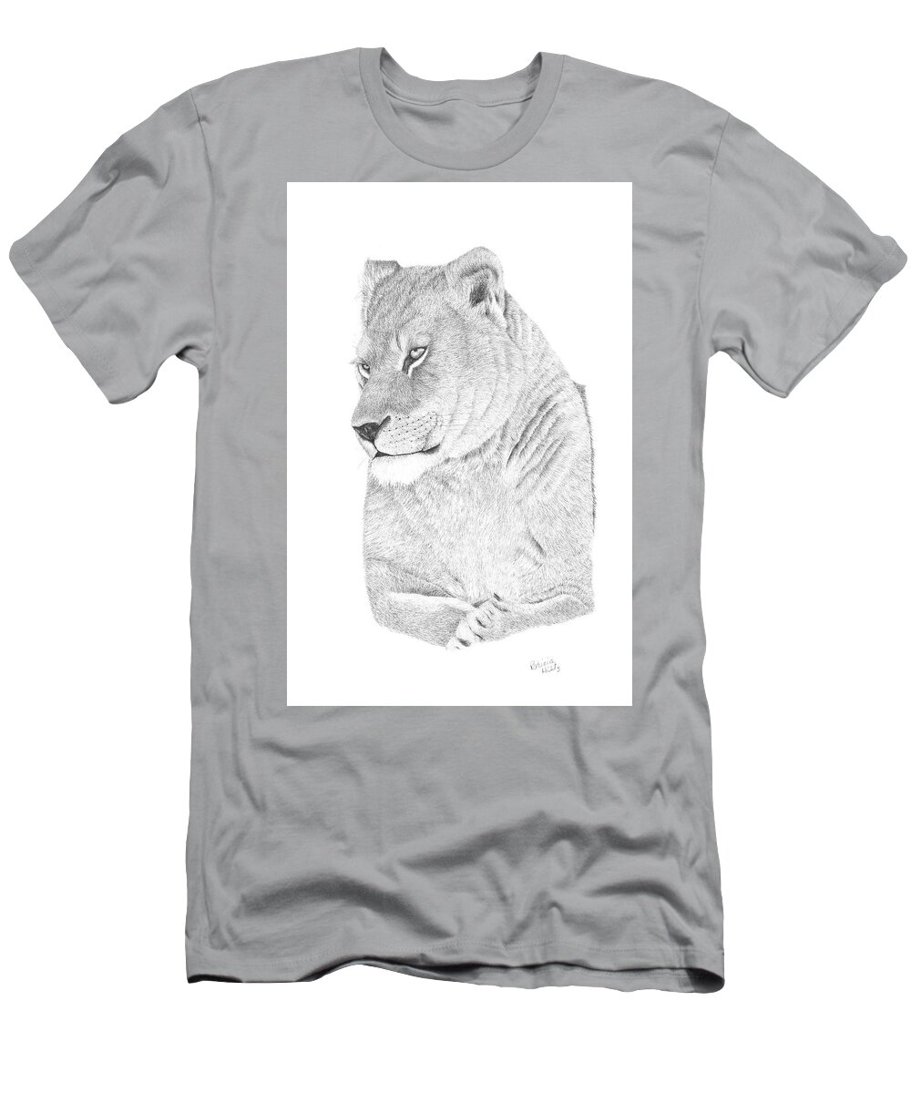 Lioness T-Shirt featuring the drawing Lioness by Patricia Hiltz