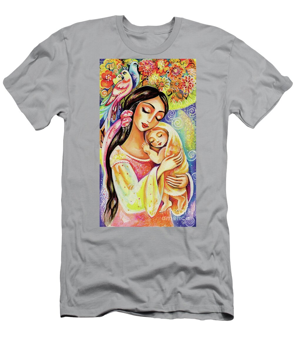 Mother And Child T-Shirt featuring the painting Little Angel Dreaming by Eva Campbell