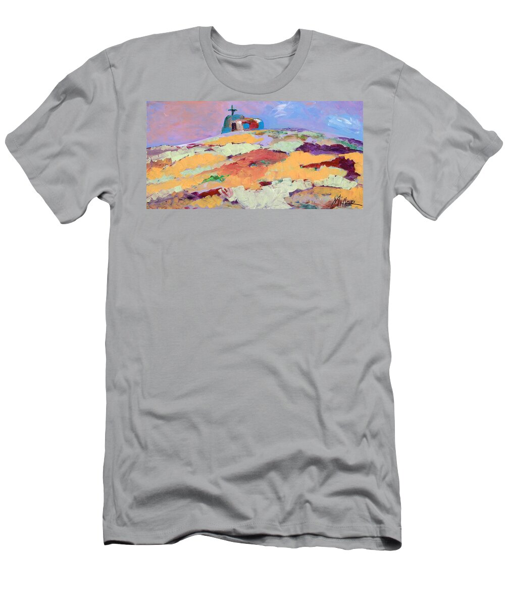 Southwestern T-Shirt featuring the painting Lone Church by Tracy Miller