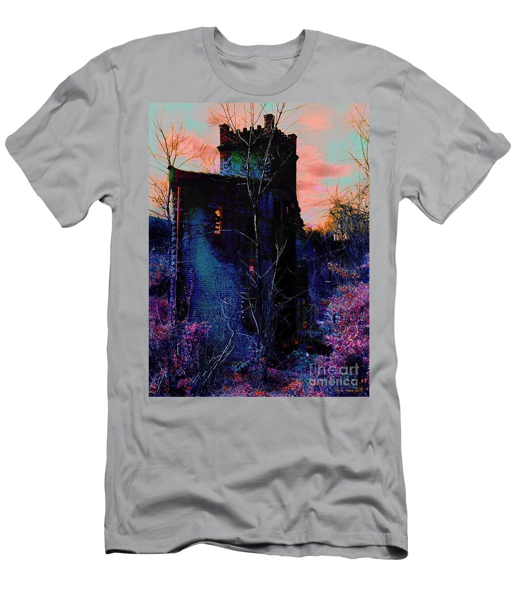 Tower T-Shirt featuring the digital art Lost Tower of the Blue King by David Neace
