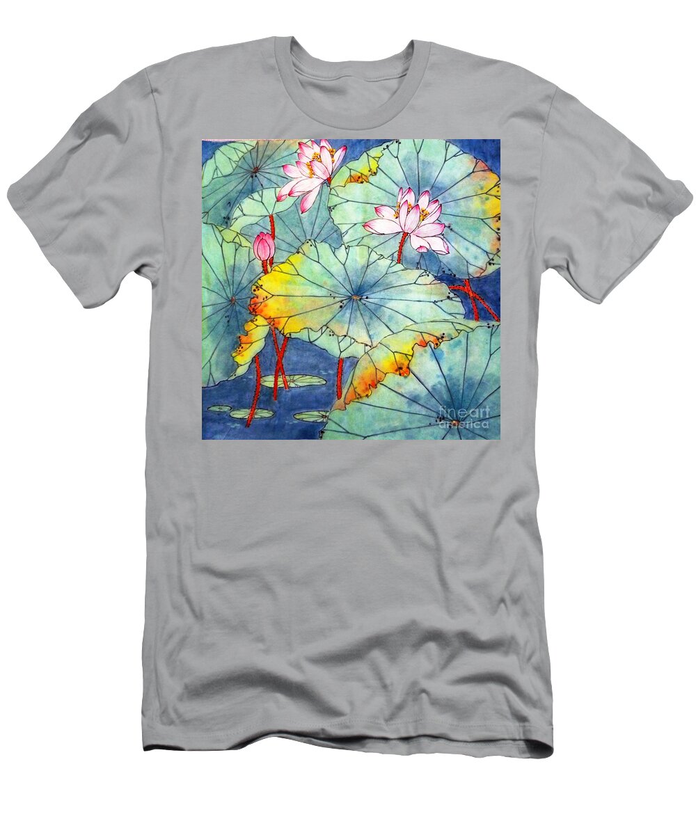 Florals T-Shirt featuring the painting Lotus #2 by Betty M M Wong