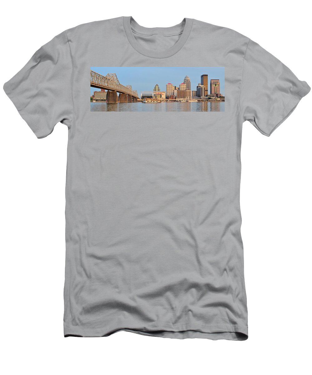 Louisville T-Shirt featuring the photograph Louisville Panoramic From Indiana by Frozen in Time Fine Art Photography