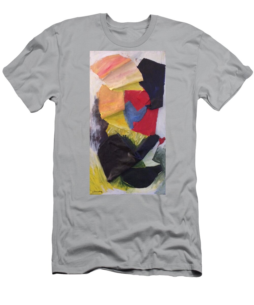 Mixed Media Painting Acrylic Abstract Primary Colors T-Shirt featuring the painting Love and Hate by Judy Dimentberg