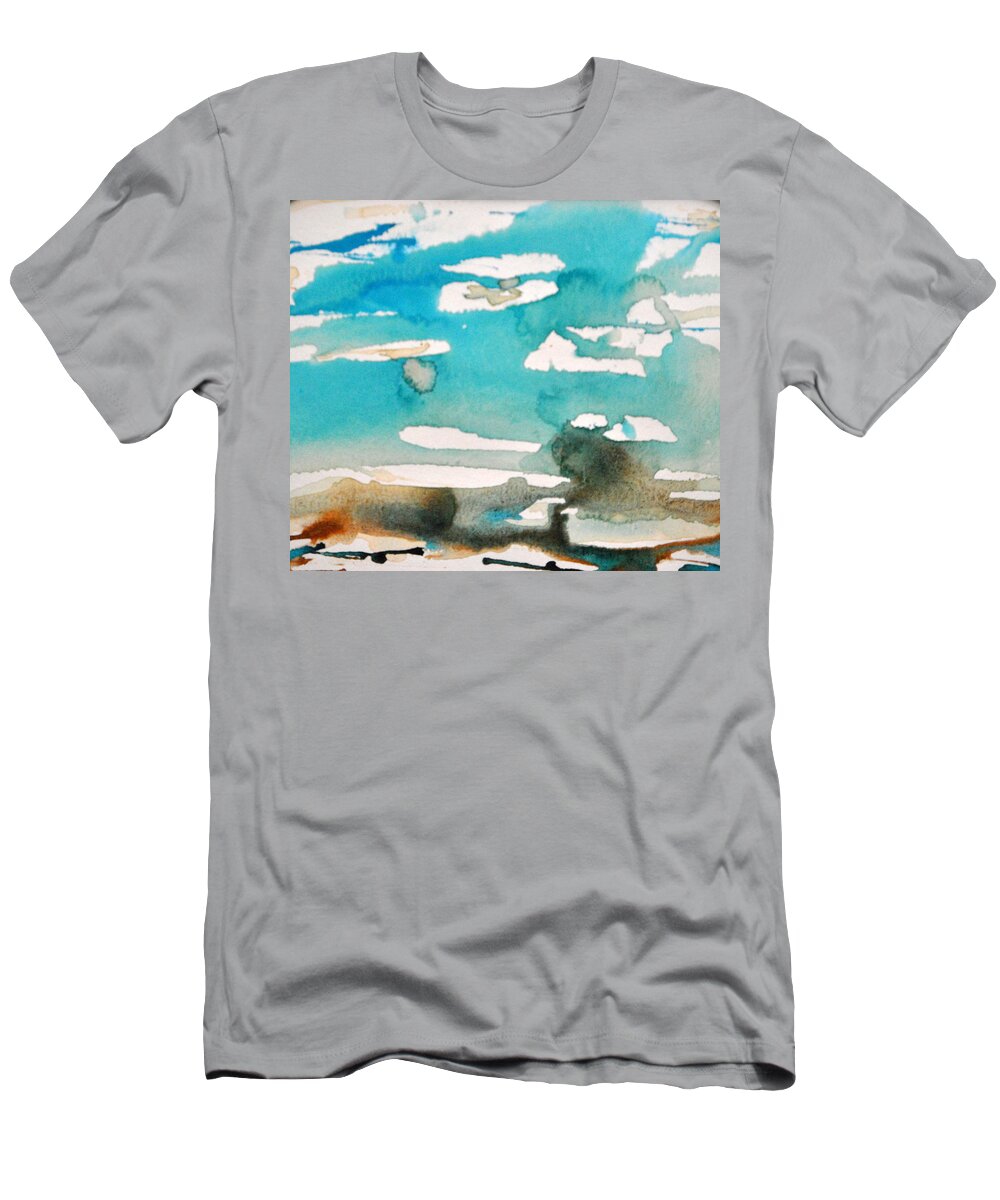Abstract; Impression Of Ocean Waters T-Shirt featuring the painting Low Tide #3 by Celeste Friesen
