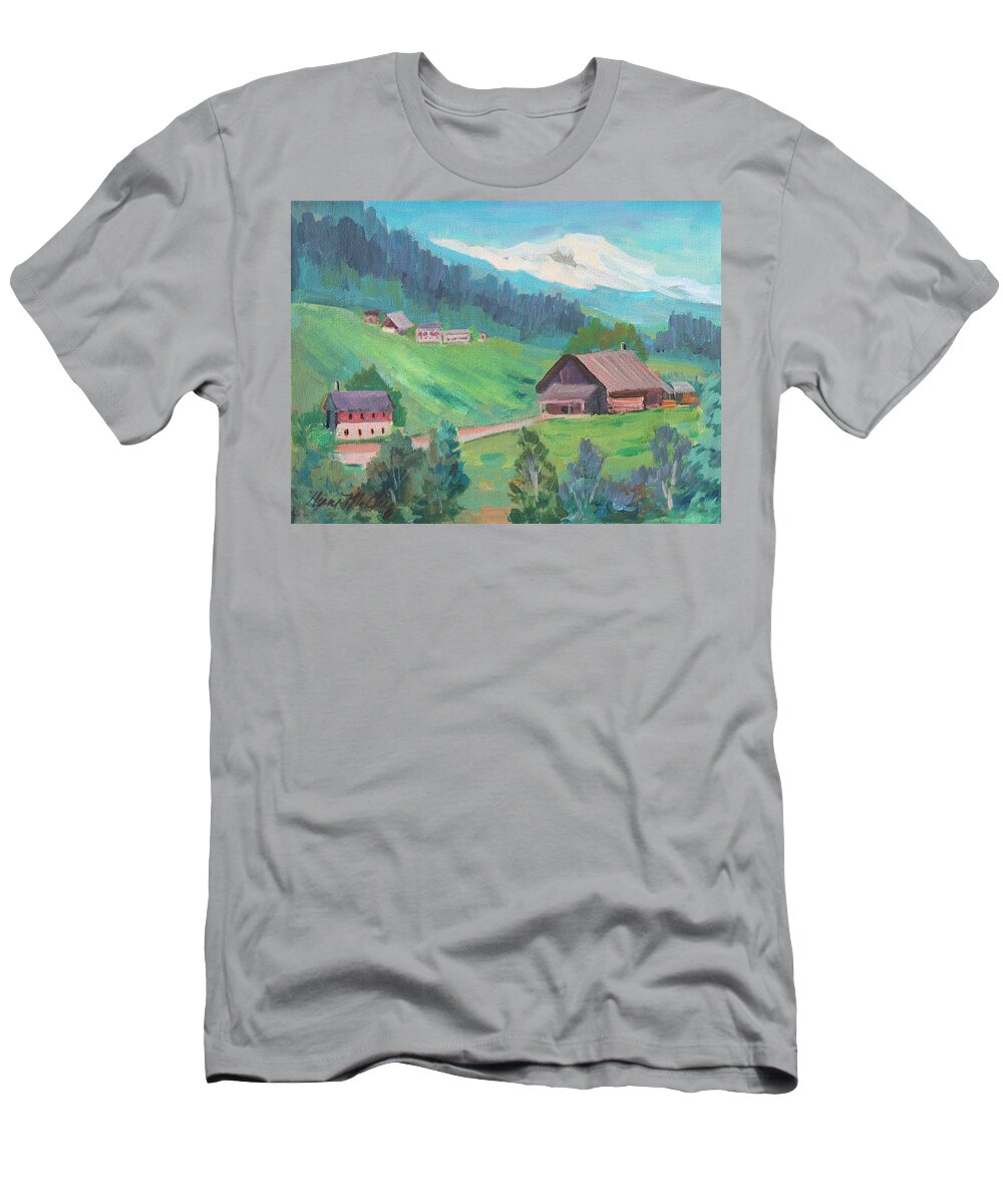Lucerne T-Shirt featuring the painting Lucerne Countryside by Diane McClary