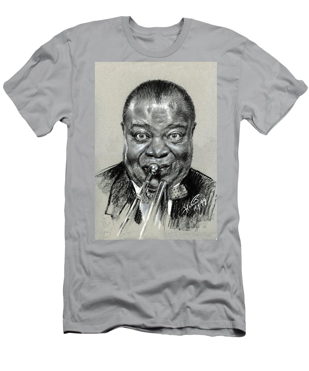 Louis Armstrong T-Shirt featuring the pastel Louis Armstrong by Ylli Haruni