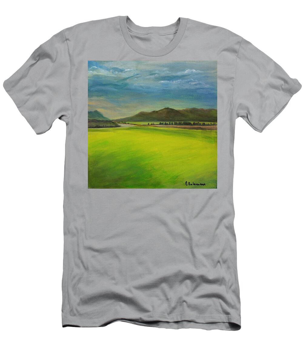 Floral Painting T-Shirt featuring the painting Lumiere d'Orage by Muriel Dolemieux