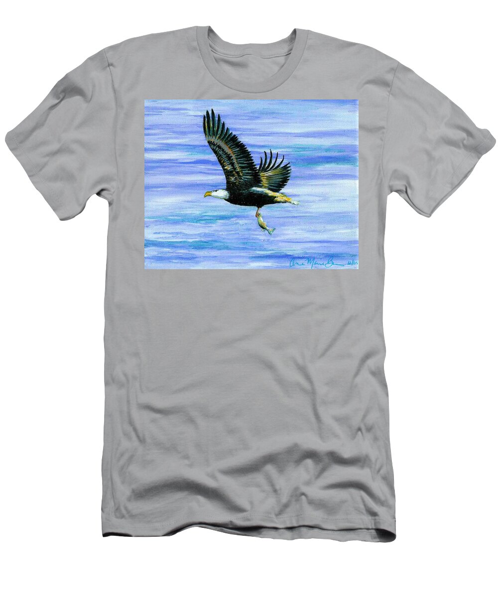 Eagle T-Shirt featuring the painting Lunch at Last by Anne Marie Brown