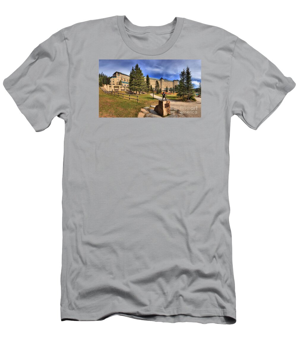 Chateau Lake Louise T-Shirt featuring the photograph Luxury In The Pines by Adam Jewell