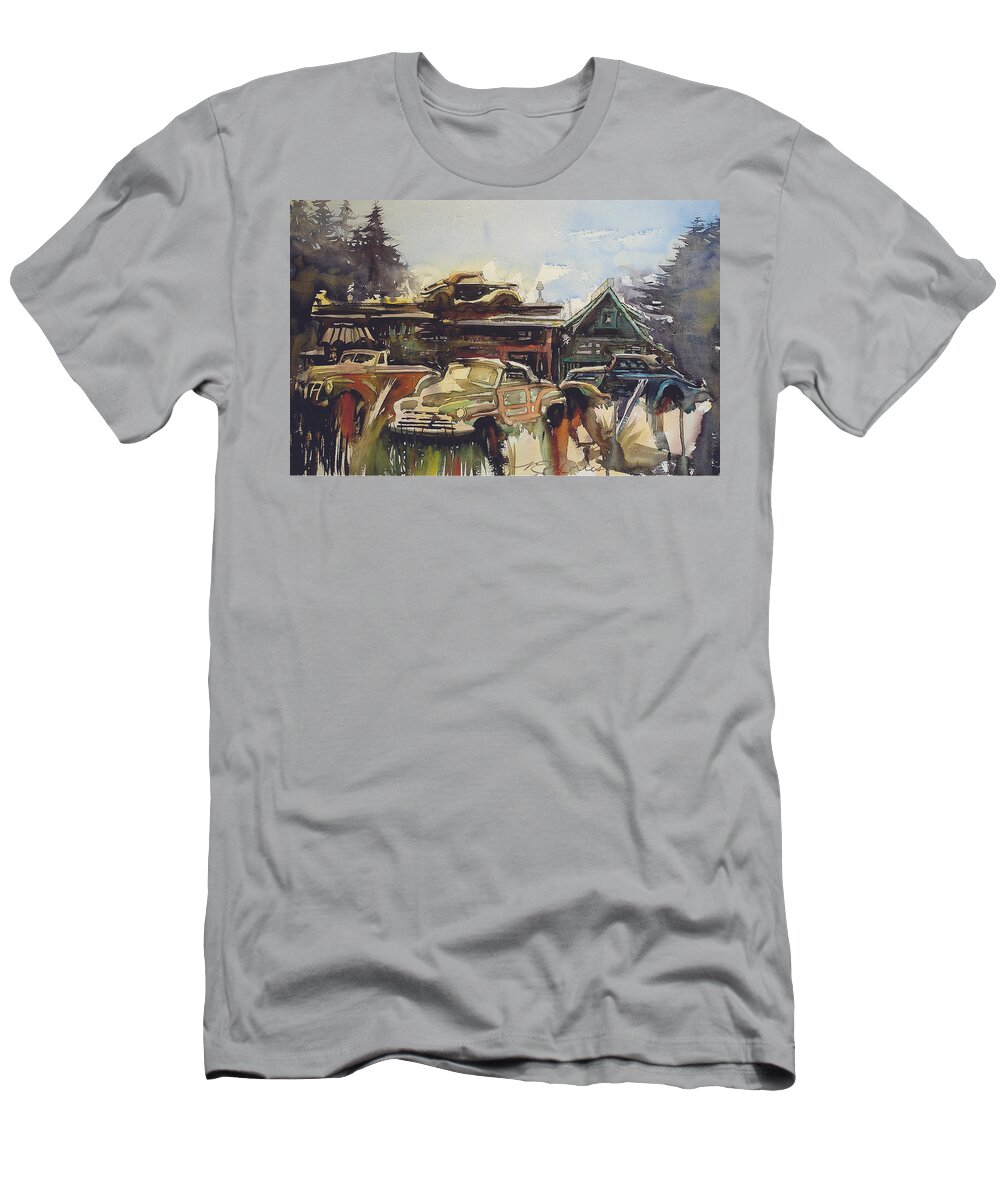 Fords T-Shirt featuring the painting Lytton Station 16 by Ron Morrison