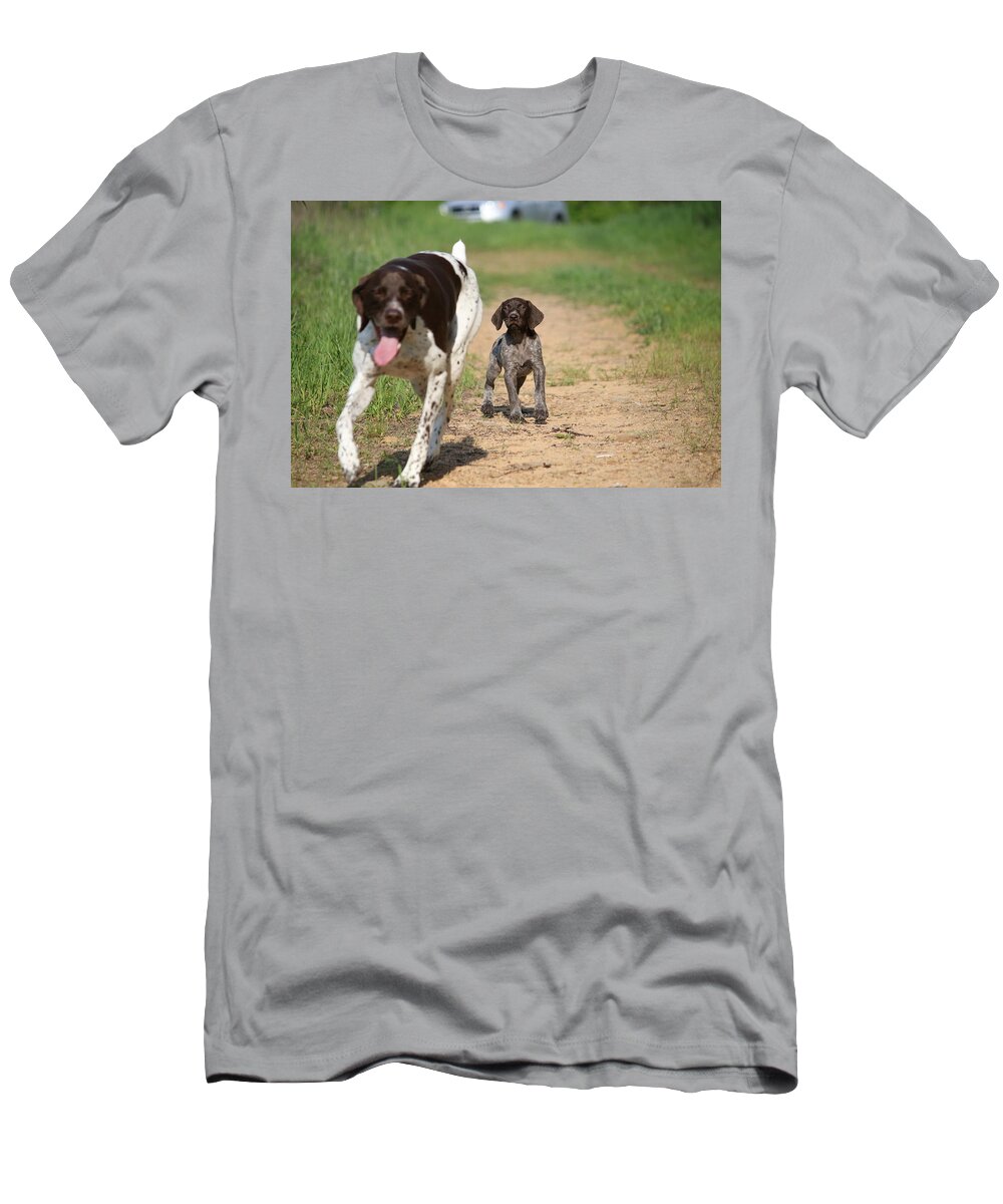 German Shorthair T-Shirt featuring the photograph Macie Pup and Millie by Brook Burling