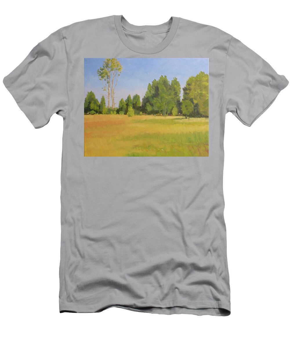 Impressionist T-Shirt featuring the painting Magnuson Park Fields by Stan Chraminski