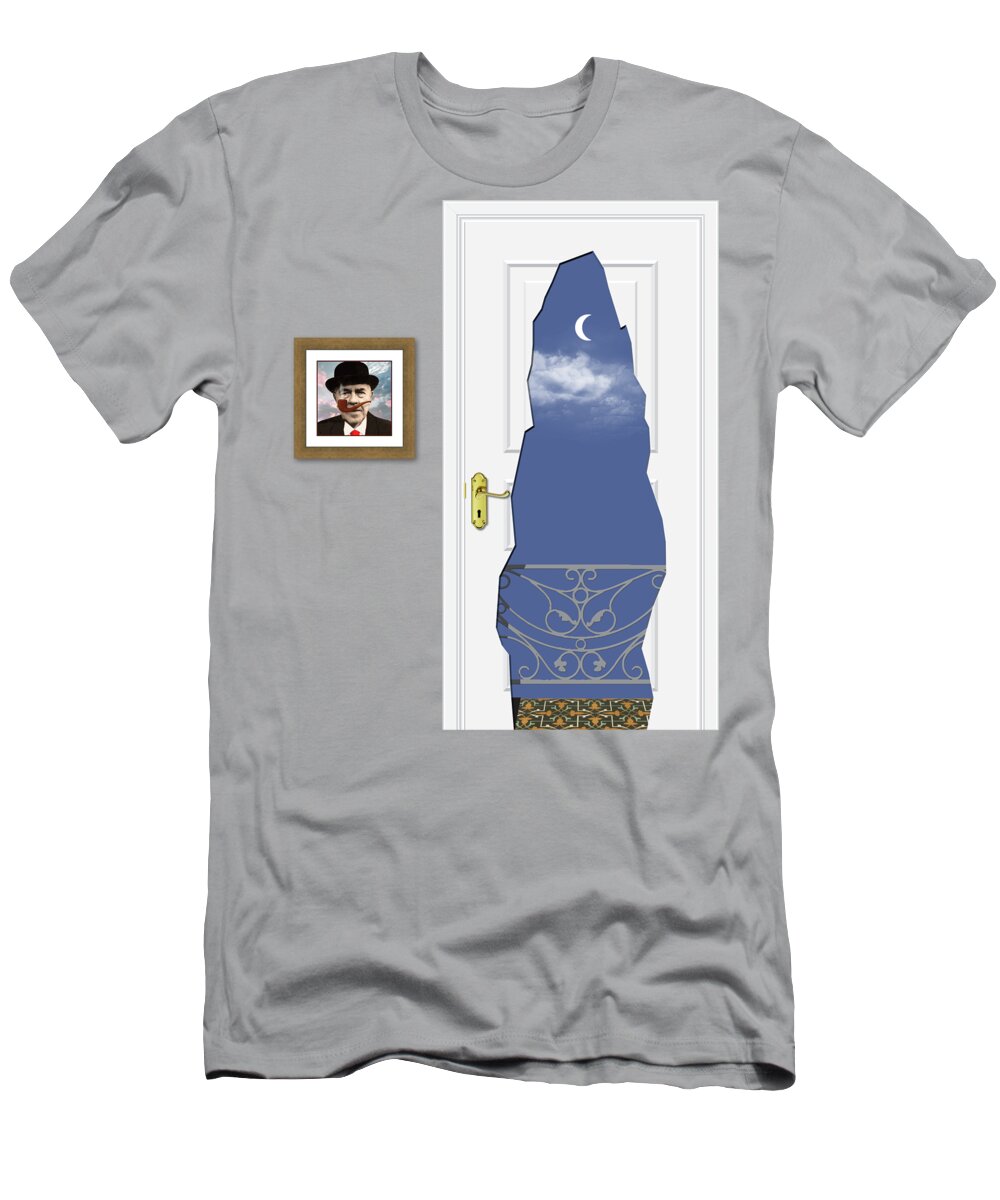 Vector T-Shirt featuring the painting Magritte Balcony by Gary Grayson